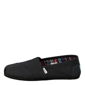 TOMS WOMEN'S CLASSIC ALPARGATA SLIP-ON SHOE BLACK ON BLACK CANVAS 9 M